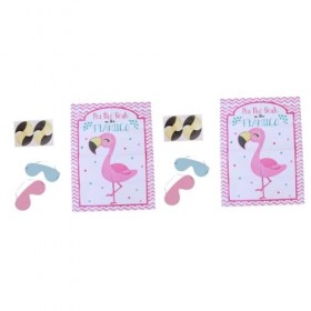 Toyvian 4 Sets Party Sticker Hawaiian Party Game Flamingo Game Sticker Enfants Flamingo Photo Decal Jeu Affiche Luau Thème Fê