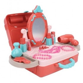 Ensemble de vanité pour Filles, Ensemble de Jeu de Table de Maquillage 3 en 1 avec Valise, 22 Pièces, Matériau Sûr, Largement
