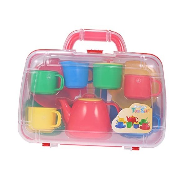 Toyvian 1 Set Jouets pour Enfants Service À Thé pour Enfants Jouets De Bureau Enfants Mini Jouets en Plastique Rouge Adorable