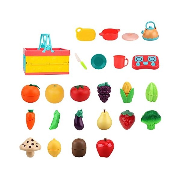 Pitxsgsia Fruits et légumes pour enfants Couper et jouer Jouets de jeu Maison de jeu Jouets de simulation Cuisine Jouets 25 p