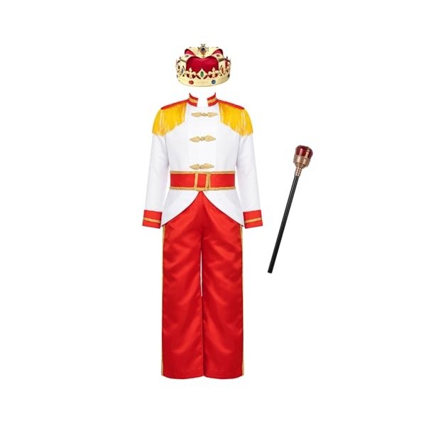 Aiihoo Enfant Garçon Déguisement Prince Costume Prince Déguisement Prince Manteau Epaulet Franges + Pantalon Ensemble Cosplay