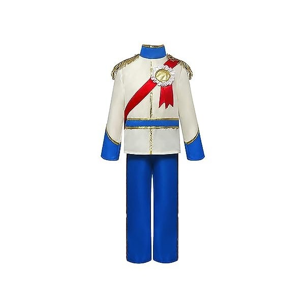 Aiihoo Enfant Garçon Déguisement Prince Costume Prince Déguisement Prince Manteau Epaulet Franges + Pantalon Ensemble Cosplay