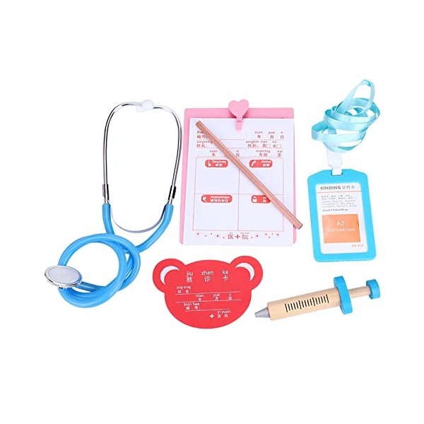 Akozon Jouet Docteur pour Enfant, Children Wooden Educational Funny Pretend Play Real Jeu Dimitation Set Outils Médical Dégu