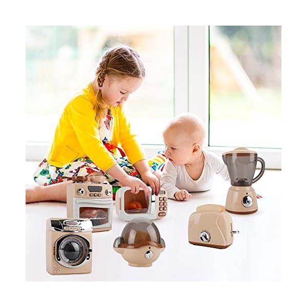 Accessoire Cuisine Enfant Kit de Cuisine pour Enfant Petit Électroménager Cafetière, Mixer, Blender Jeu Dimitation Jouets de