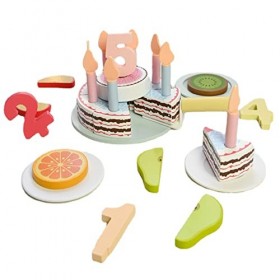 Gâteau danniversaire en Bois Imitation Éducation précoce Jeu de rôle Jouet Cadeau Gâteau danniversaire Faire Semblant de Jo