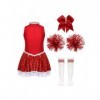 TiaoBug Costume Pom-pom Girl Enfant Fille Déguisement Cheerleaders Cospaly Halloween Carnaval Paillettes Robe Dance Gymnastiq