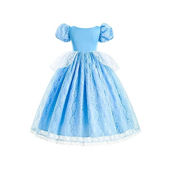 Déguisement de Princesse Cendrillon pour Fille Enfants Cinderella Princesse Costume Halloween Carnaval Cosplay Noël Soirée Cé