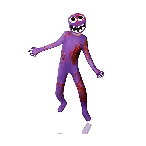 NAUXIU Rainbow Friends Costume,Costume Halloween Rainbow Friends, Enfant Déguisement Jumpsuit Bleu Monstre Cosplay,Monster Co