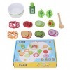 SUNGOOYUE Salade de Fruits Légumes Jouet, Jouet de Salade de Fruits en Bois Jeu éducatif Accessoires de Cuisine Jouet pour En