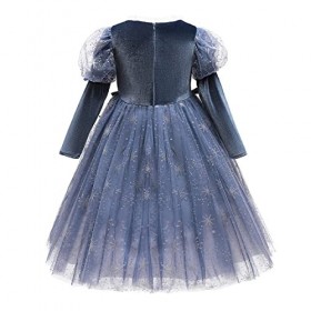 OBEEII Déguisement Reine des Neige Robe Princesse Anna Elsa Costume Frozen À Manches Longues Velours per Cosplay Halloween No