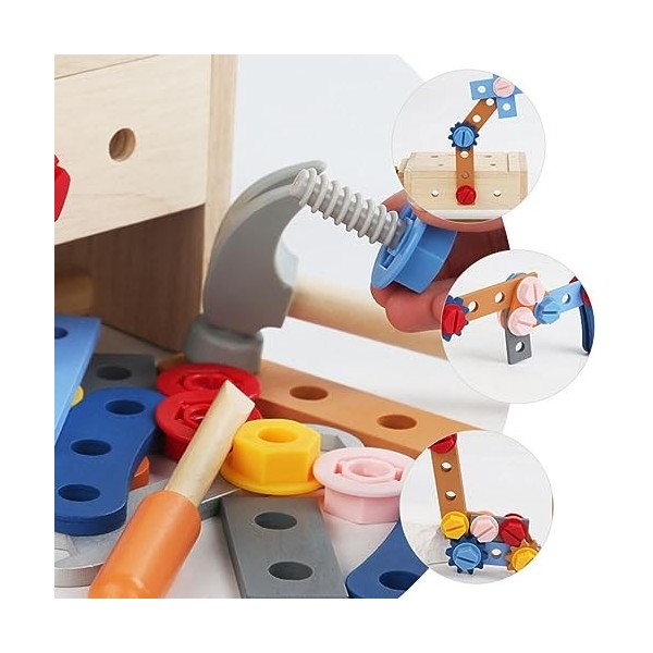 TOYANDONA 1 Jeu Boîte à Outils De Simulation Ensemble Doutils en Bois pour Enfants Jouets Montessori Caisse a Outils Jouet Éd