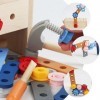 TOYANDONA 1 Jeu Boîte à Outils De Simulation Ensemble Doutils en Bois pour Enfants Jouets Montessori Caisse a Outils Jouet Éd