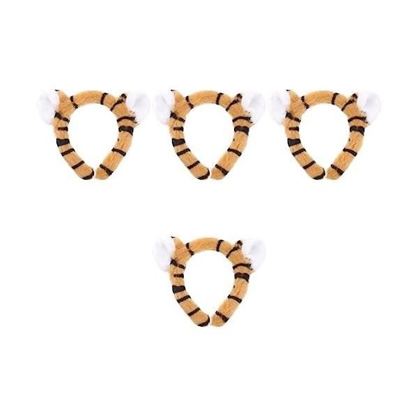 FRCOLOR Casque 4 Pièces Halloween Tigre Oreilles x Trois Dimensions Tigre En Peluche Oreille x Cheveux Cerceaux Zoo Animaux F