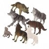 Yardwe 7Pcs Décor De Statue De Loup De Simulation Mini Jouet Jouet De Gâteau Cadeau De Nouvel an Figurines De Loup en Plastiq