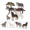 Yardwe 7Pcs Décor De Statue De Loup De Simulation Mini Jouet Jouet De Gâteau Cadeau De Nouvel an Figurines De Loup en Plastiq