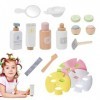 Wukesify Ensemble cosmétique en Bois | Jouets Salon beauté pour,Kit Maquillage Jeu Simulation Texture Bois Naturel pour Les P