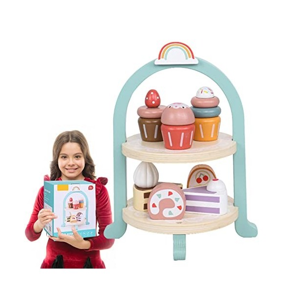 Cipliko Service à thé pour Petites Filles - Jeu en Bois pour Jeu rôle - Accessoires Cuisine Jeu colorés pour Les Tout-Petits,