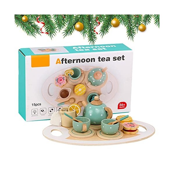 Cipliko Service à thé pour Petites Filles - Jeu en Bois pour Jeu rôle - Accessoires Cuisine Jeu colorés pour Les Tout-Petits,