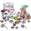 Jouets de Cuisine avec Casseroles et Poêles en Acier Inoxydable - Grands Casseroles et Poêles pour Enfants Cuisine Pretend Pl