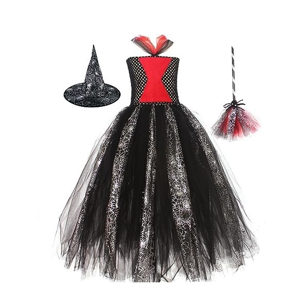 IMEKIS Costume dHalloween pour Enfant Fille Reine Blanche-Neige Sorcière Maléfique Déguisement Fantaisie Cosplay Tutu Access