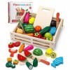 Birshe Enfant Fruits et légumes Jouets, Jouet en Bois Cuisine, Nourriture de Jouets en Bois pour la Cuisine des Enfants Jeux 