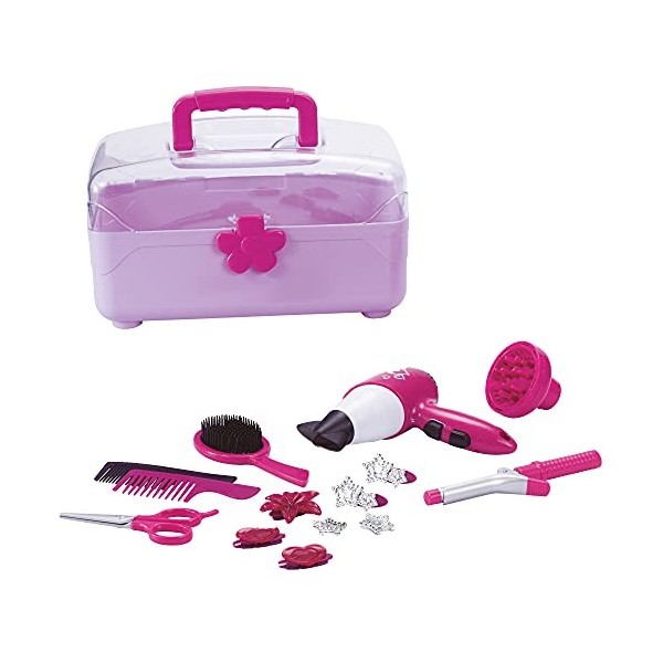 CLEMENT CLEMENTINE - Set de Coiffure - Jeu dImitation - 102111 - Rose - Plastique - Métier - Coiffeur - Jouet Enfant - Piles