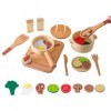 Smartwo Accessoire Cuisine Enfant en Bois Jouet de Casseroles et Poêles Ustensiles de Dinettes Jouet déveil, Jeu de rôle, Jo