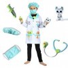 Sincere Party Costume vétérinaire de jeu de rôle pour enfants, vétérinaire, médecin, laboratoire, animal en peluche, 7 à 9 an