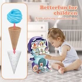 RedCrab Ensemble de Jeu Dinosaure Jouet Glace, Salon de Crème Glacée Jouet Dinosaure Enfants avec 52 Pièces Accessoires, Joue