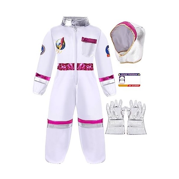 Tacobear Déguisement Astronaute Enfant avec Astronaute Casque Gants Costume Astronaute Jeu de Rôle Astronaute Deguisement Hal