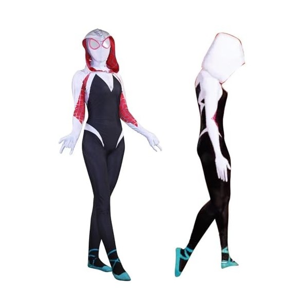 MUNHOZ Enfants Cosplay Spider Gwen Costume filles jeu de rôle Spidey Costumes femme Spandex Halloween body enfant déguisement