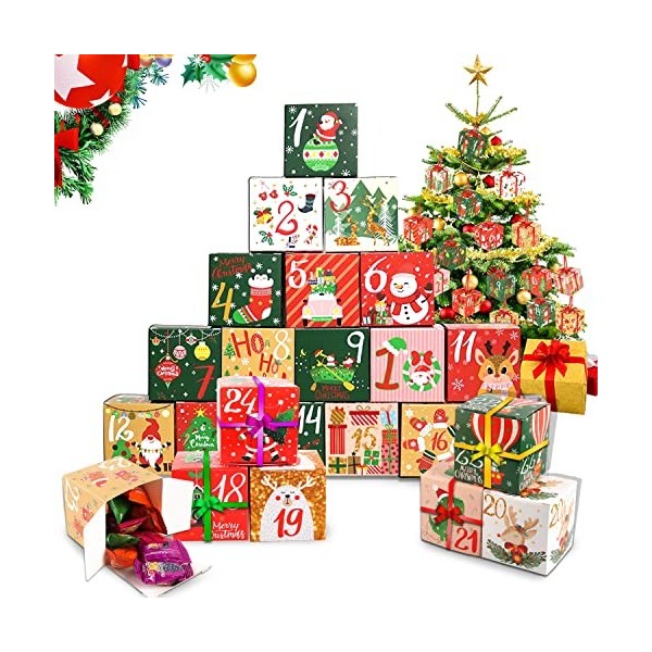 Calendrier de lAvent Boites, 24 Calendrier de lAvent, Calendrier Noel Boîte, Boite de lAvent, Boites Cadeau Noël DIY, Cale