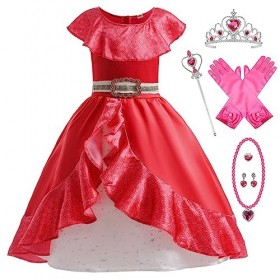 Eleasica Fille Robe de Princesse Elena Volante 3-8 Ans Déguisement pour Enfant Noël Anniversaire Cosplay Carnaval Costume pou
