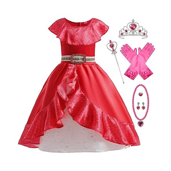 Eleasica Fille Robe de Princesse Elena Volante 3-8 Ans Déguisement pour Enfant Noël Anniversaire Cosplay Carnaval Costume pou