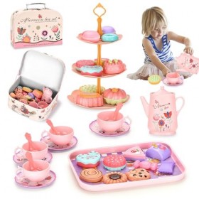Service à thé pour tout-petits, thé de laprès-midi avec théière, tasses à thé, desserts, cuillère, service à thé pour enfant
