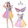 ZUCOS Costume de licorne pour fille avec lumières - Robe tutu - Robe de princesse pour anniversaire, Halloween, carnaval 4-6