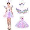 ZUCOS Costume de licorne pour fille avec lumières - Robe tutu - Robe de princesse pour anniversaire, Halloween, carnaval 4-6