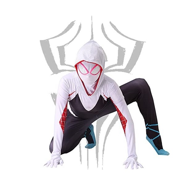 MUNHOZ Enfants Cosplay Spider Gwen Costume filles jeu de rôle Spidey Costumes femme Spandex Halloween body enfant déguisement