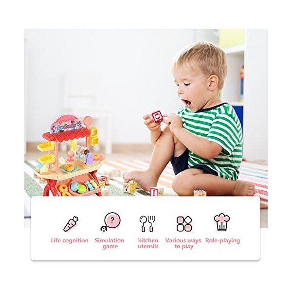 Chariot à crème glacée pour enfant : pelle et apprenez à la crème glacée, ensemble de jeu éducatif pour tout-petits, modèle d