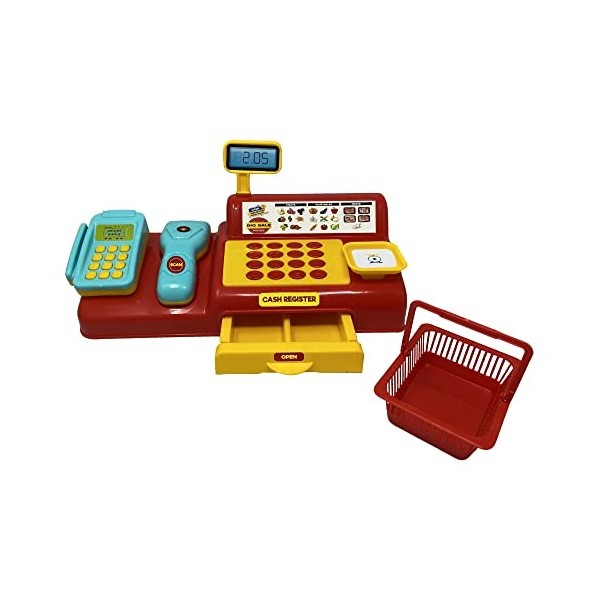 CARTOON Caisse de supermarché, 40 Pièces, Accessoires, Jeu pour Enfants, Dépenses, Caisse enregistreuse - TOY0621