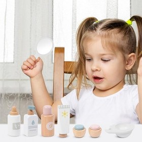 optimism Salon beauté en Bois | Salon beauté pour,Kit Maquillage léger pour Faire Semblant Jouer pour Les Plus 3 Ans