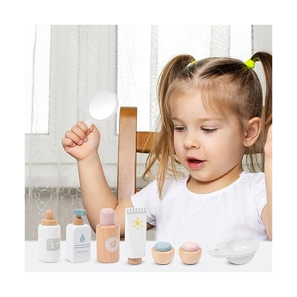 optimism Salon beauté en Bois | Salon beauté pour,Kit Maquillage léger pour Faire Semblant Jouer pour Les Plus 3 Ans