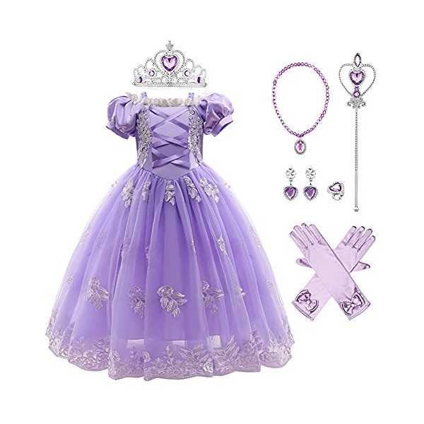 IBAKOM Robe Cendrillon Fille Costume Princesse Déguisement Conte Fé