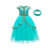 B&M Déguisement Robe de Aladdin Princesse Jasmine pour Enfants Filles - Cosplay Costume De Carnaval dhalloween 5-6 Ans