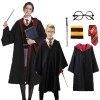 Alaiyaky Robe de Magicien pour Adultes Enfants Cosplay de Magicien Robe de Magicien avec Lunettes Monture Écharpe Cravate Bag