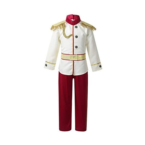 Freebily Enfant Garçon Halloween Déguisement Prince Roi Costume Couronne Cape Prince Roi Canne Chaussettes Ensemble Carnaval 