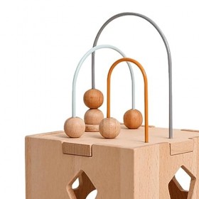 Amagogo Blocs de formes Montessori, jouets trieurs de formes pour tout-petits, centre dactivités sensorielles en bois, cube 