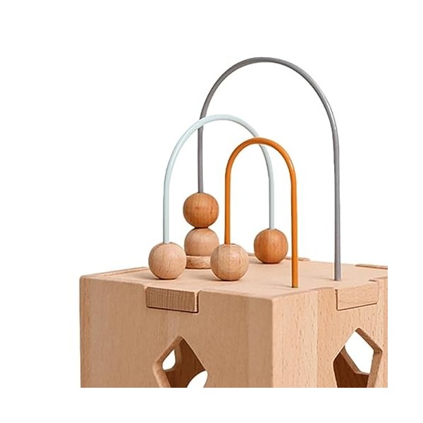 Amagogo Blocs de formes Montessori, jouets trieurs de formes pour tout-petits, centre dactivités sensorielles en bois, cube 
