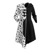 IDOPIP Costume Cruella Costume Enfant Fille Robe 101Dalmatien Déguisement pour Halloween Carnaval Fête danniversaire Deville