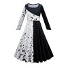 IDOPIP Costume Cruella Costume Enfant Fille Robe 101Dalmatien Déguisement pour Halloween Carnaval Fête danniversaire Deville